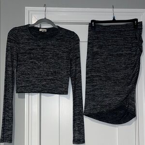 Wilfred Free Black and Gray Knit Top and Skirt Set
